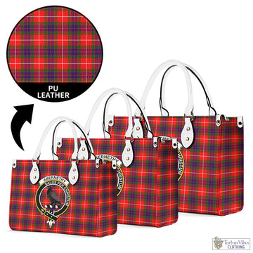 Abernethy Tartan Luxury Leather Handbags with Family Crest