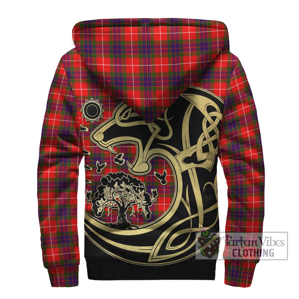 Abernethy Tartan Sherpa Hoodie with Family Crest Celtic Wolf Style - Tartan Vibes Clothing