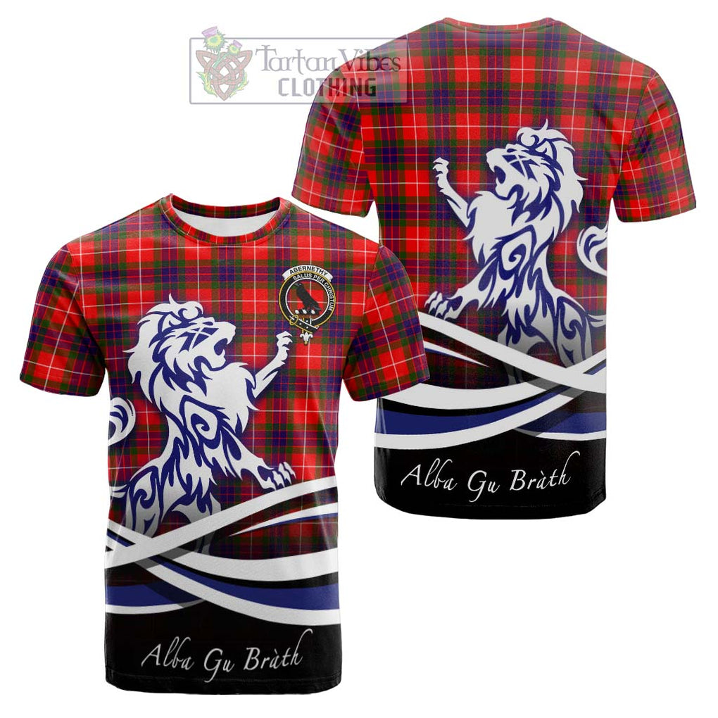 Abernethy Tartan Cotton T-shirt with Alba Gu Brath Regal Lion Emblem Women's Shirt - Tartan Vibes Clothing