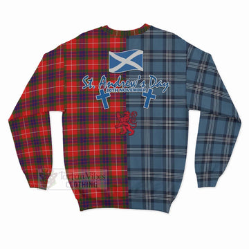 Abernethy Tartan Sweatshirt Happy St. Andrew's Day Half Tartan Style - Tartan Vibes Clothing
