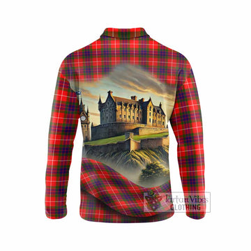 Abernethy Tartan Family Crest Long Sleeve Polo Shirt with Scottish Ancient Castle Style - Tartan Vibes Clothing