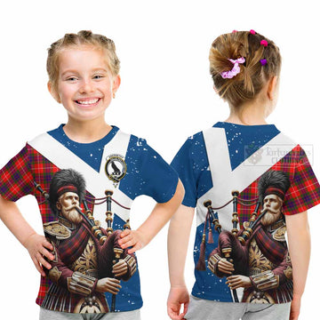 Abernethy Tartan Kid T-Shirt with Family Crest Scottish Bagpiper Vibes - Tartan Vibes Clothing