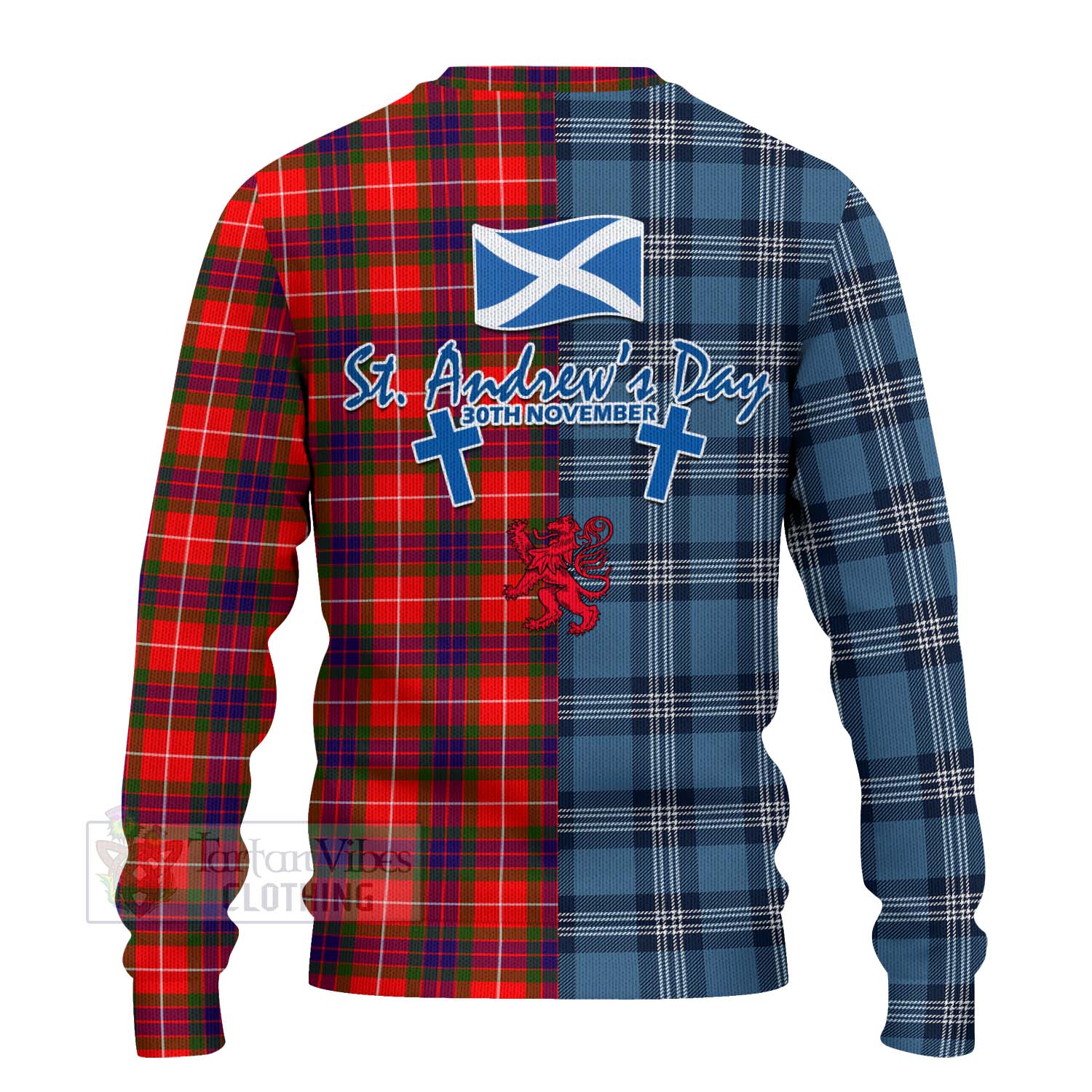 Abernethy Tartan Knitted Sweater Happy St. Andrew's Day Half Tartan Style - Tartan Vibes Clothing