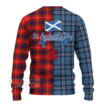 Abernethy Tartan Knitted Sweater Happy St. Andrew's Day Half Tartan Style - Tartan Vibes Clothing
