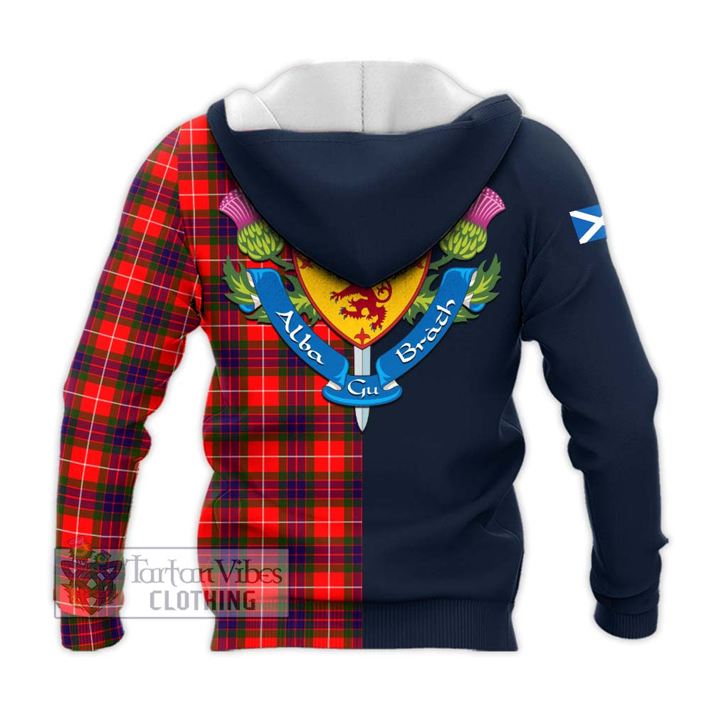 Tartan Vibes Clothing Abernethy Tartan Knitted Hoodie with Scottish Lion Royal Arm Half Style