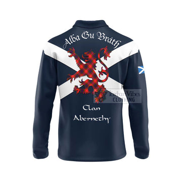 Abernethy Tartan Lion Rampant Long Sleeve Polo Shirt Proudly Display Your Heritage with Alba Gu Brath and Clan Name - Tartan Vibes Clothing