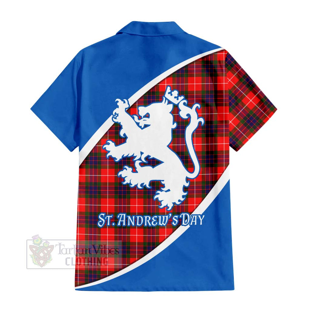 Tartan Vibes Clothing Abernethy Family Crest Tartan Short Sleeve Button Shirt Celebrate Saint Andrew's Day in Style