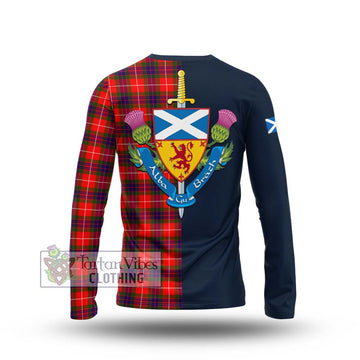 Abernethy Tartan Long Sleeve T-Shirt Alba with Scottish Lion Royal Arm Half Style - Tartan Vibes Clothing