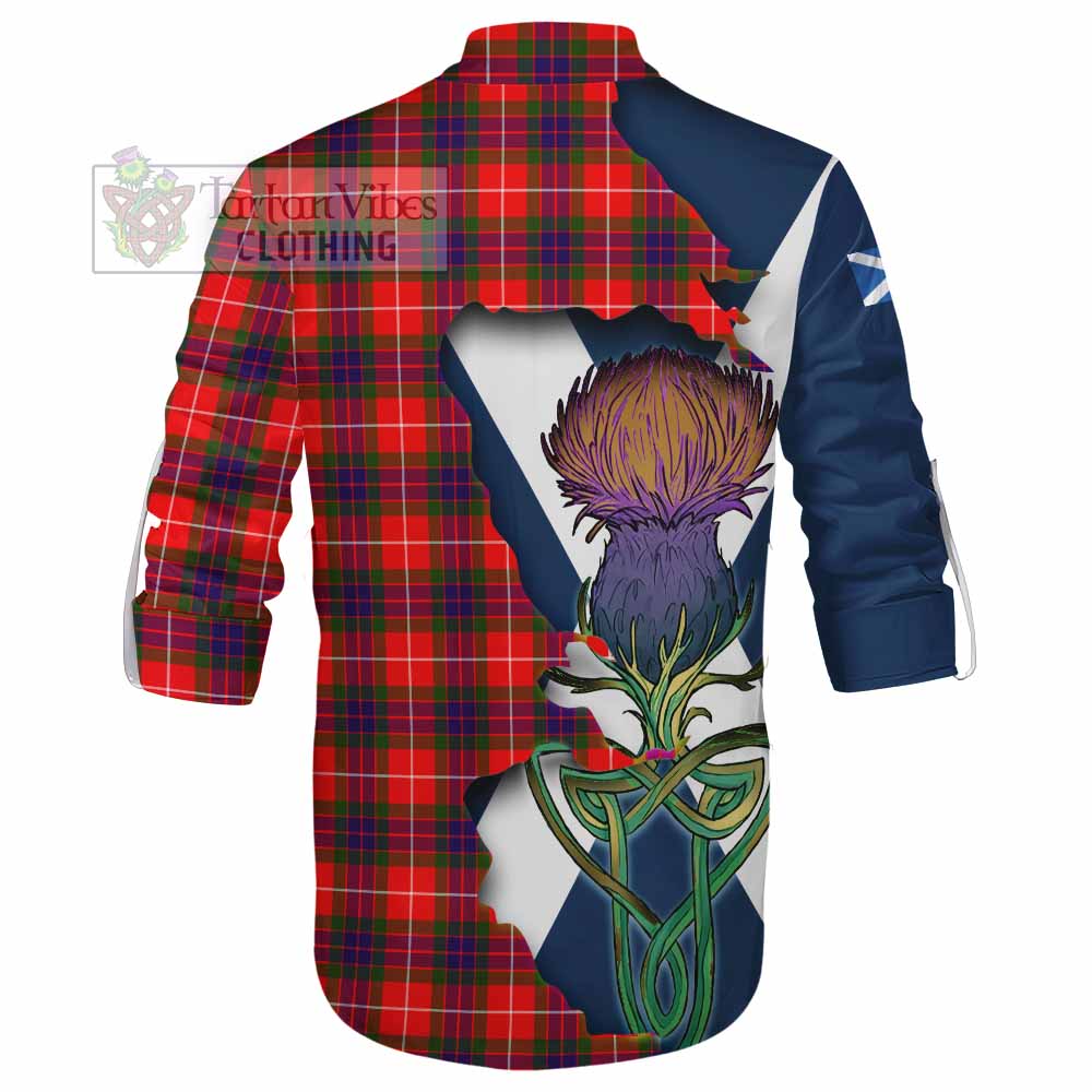 Tartan Vibes Clothing Abernethy Tartan Family Crest Ghillie Kilt Shirt Scottish Thistle Celtic Inspired