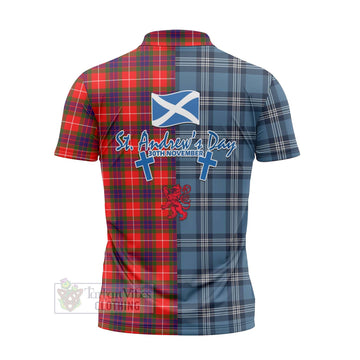Abernethy Tartan Zipper Polo Shirt Happy St. Andrew's Day Half Tartan Style - Tartan Vibes Clothing