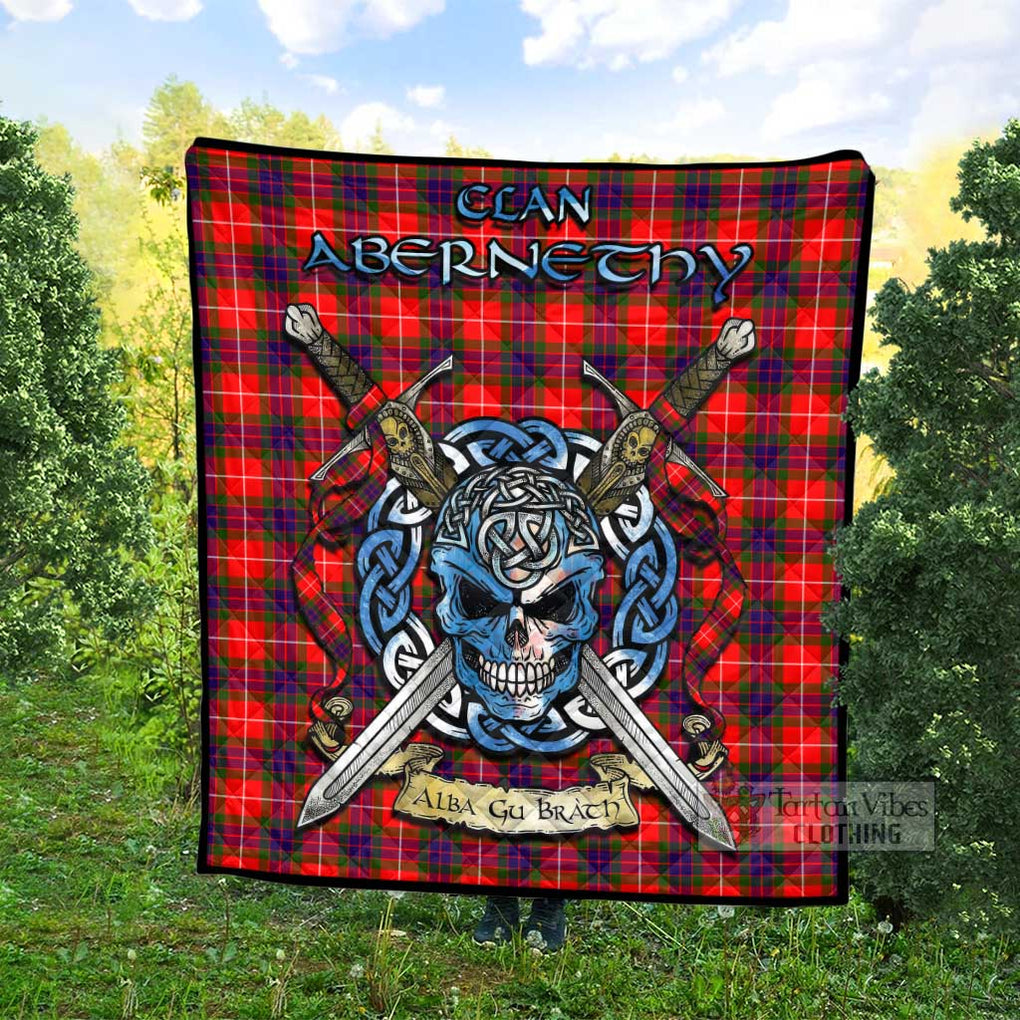 Abernethy Tartan Quilt with Celtic Skull Alba Gu Brath Style - Tartan Vibes Clothing