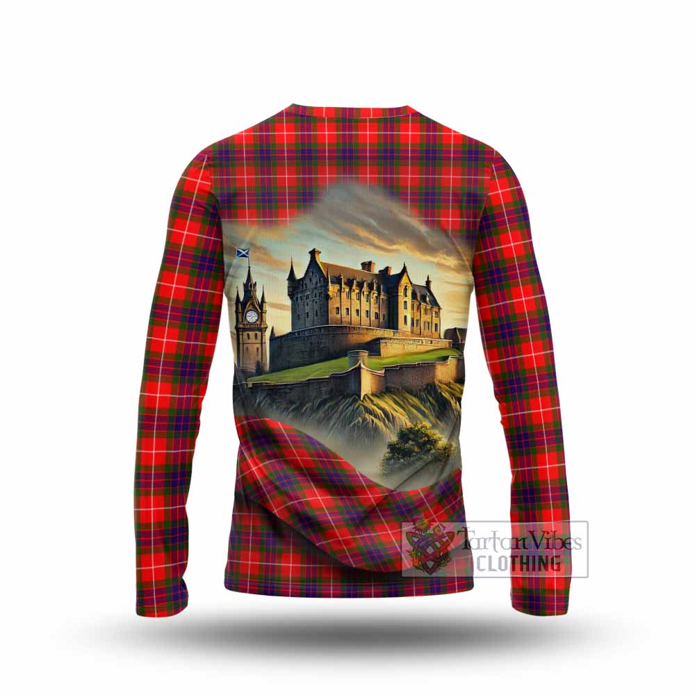 Abernethy Tartan Family Crest Long Sleeve T-Shirt with Scottish Ancient Castle Style - Tartan Vibes Clothing