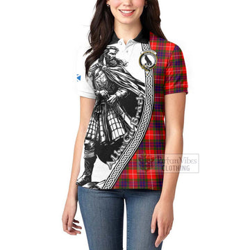 Abernethy Tartan Clan Crest Women's Polo Shirt with Highlander Warrior Celtic Style - Tartan Vibes Clothing
