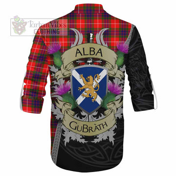 Abernethy Tartan Family Crest Ghillie Kilt Shirt Lion Rampant Royal Thistle Shield Celtic Inspired