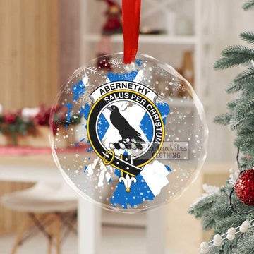 Abernethy Clan Crest Christmas Glass Ornament with Scotland Map