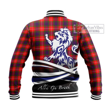Abernethy Tartan Baseball Jacket with Alba Gu Brath Regal Lion Emblem - Tartanvibesclothing Shop