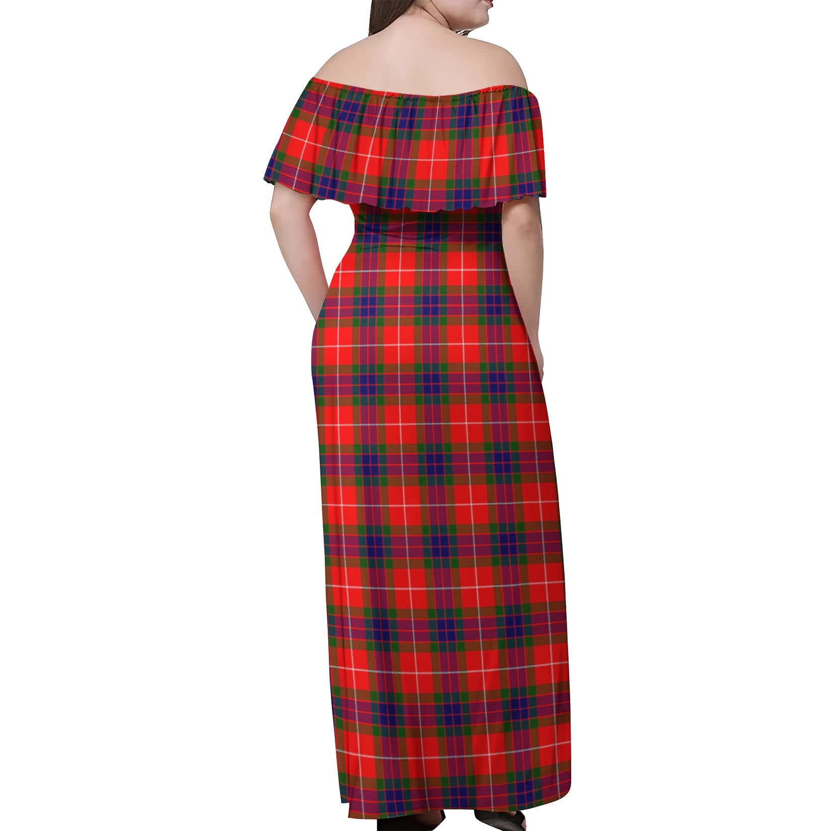 Abernethy Tartan Off Shoulder Long Dress - Tartanvibesclothing