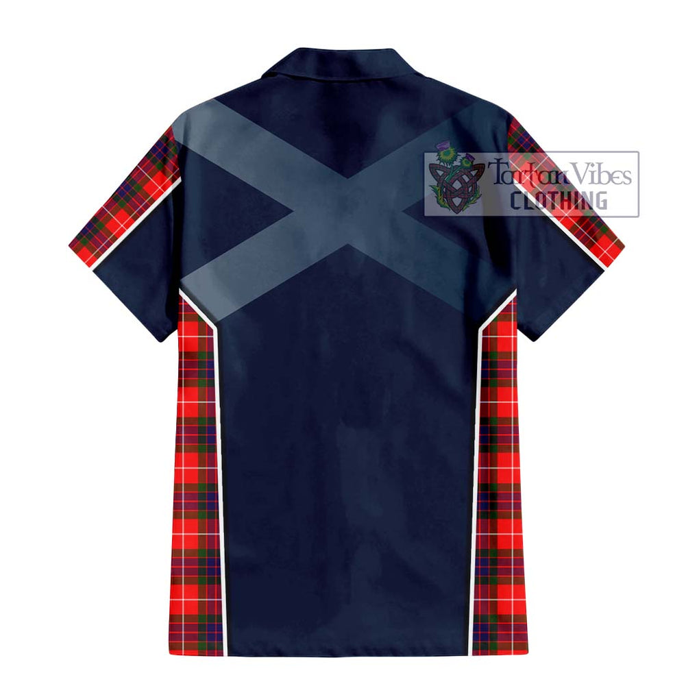 Abernethy Tartan Short Sleeve Button Shirt with Family Crest and Lion Rampant Vibes Sport Style - Tartan Vibes Clothing