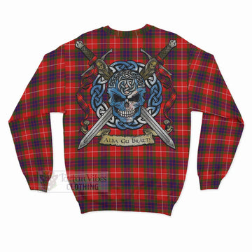 Tartan Vibes Clothing Abernethy Tartan Sweatshirt with Family Crest Celtic Skull Style