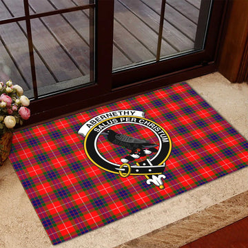 Abernethy Tartan Door Mat with Family Crest - Tartanvibesclothing