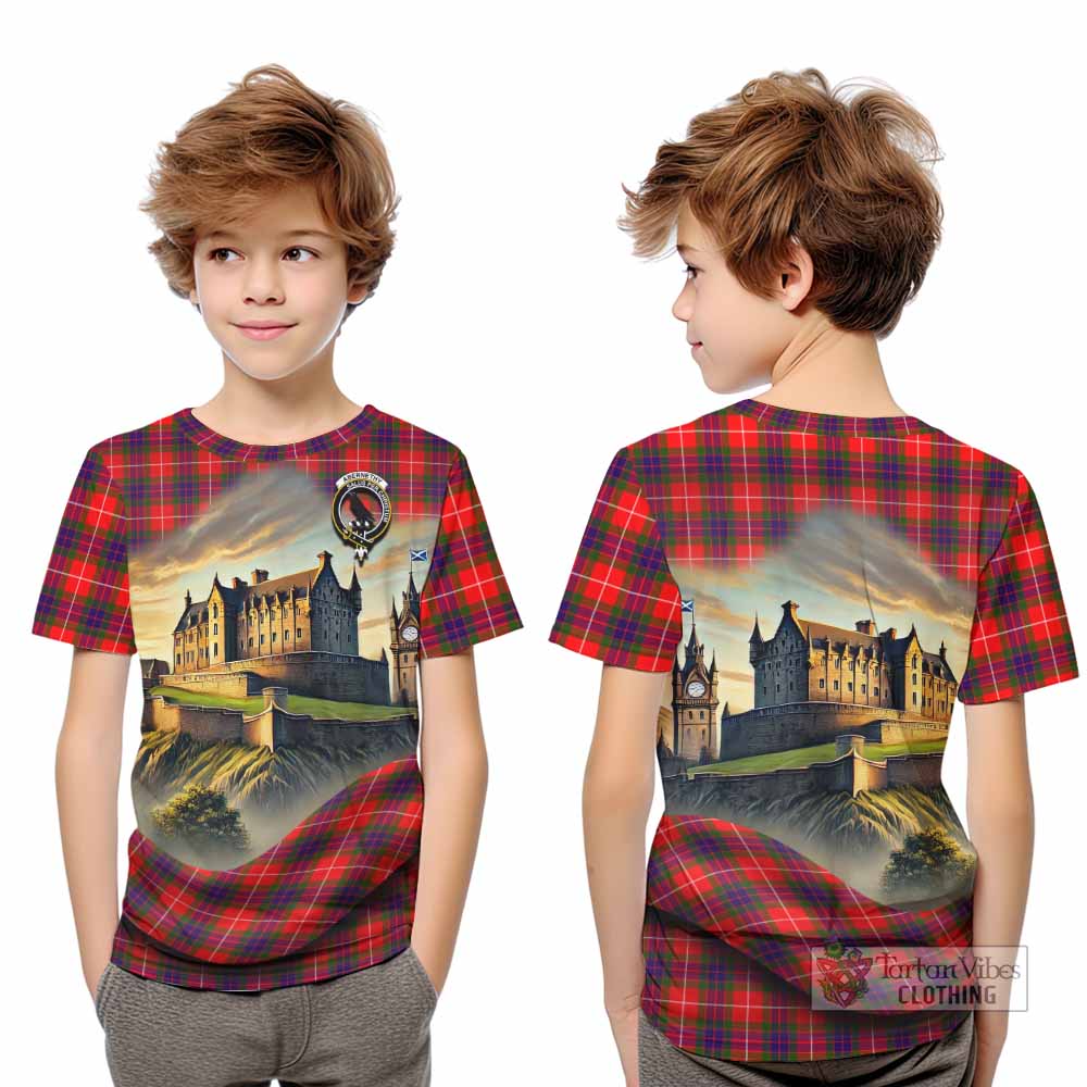 Abernethy Tartan Family Crest Kid T-Shirt with Scottish Ancient Castle Style - Tartan Vibes Clothing