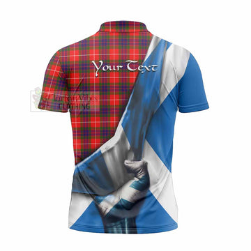Abernethy Tartan Zipper Polo Shirt with Family Crest Scotland Patriotic Style - Tartan Vibes Clothing