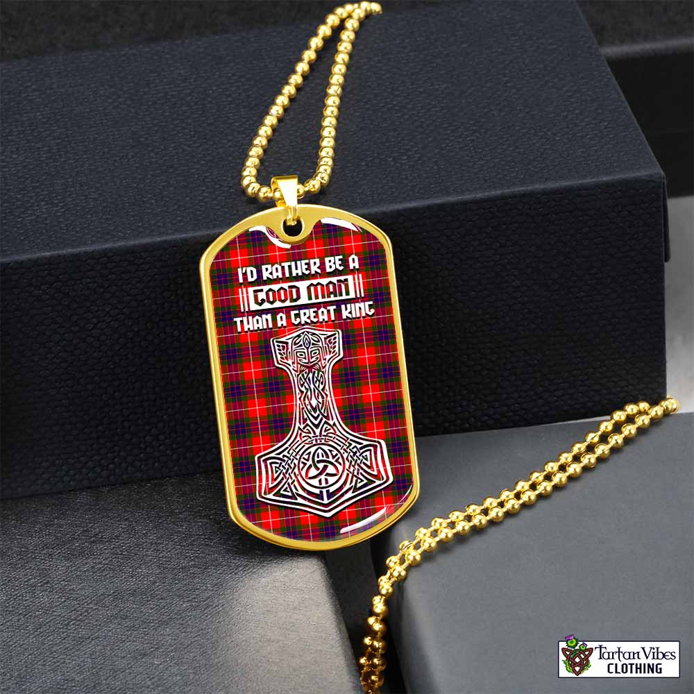 Abernethy Tartan Dog Tag Necklace Viking Mjolnir Style Gold No - Tartan Vibes Clothing