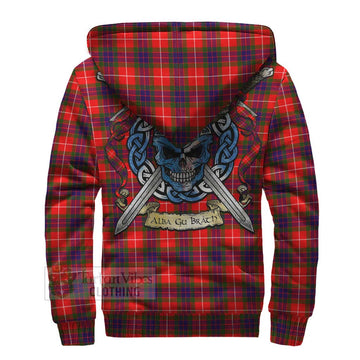 Tartan Vibes Clothing Abernethy Tartan Sherpa Hoodie with Family Crest Celtic Skull Style