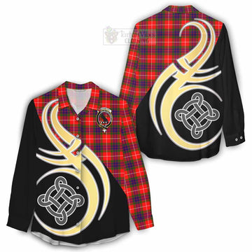 Abernethy Tartan Women's Casual Shirt with Family Crest and Celtic Symbol Style - Tartan Vibes Clothing