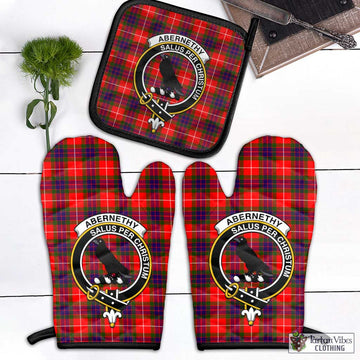 Abernethy Tartan Combo Oven Mitt & Pot-Holder with Family Crest Combo 1 Oven Mitt & 1 Pot-Holder Black - Tartan Vibes Clothing