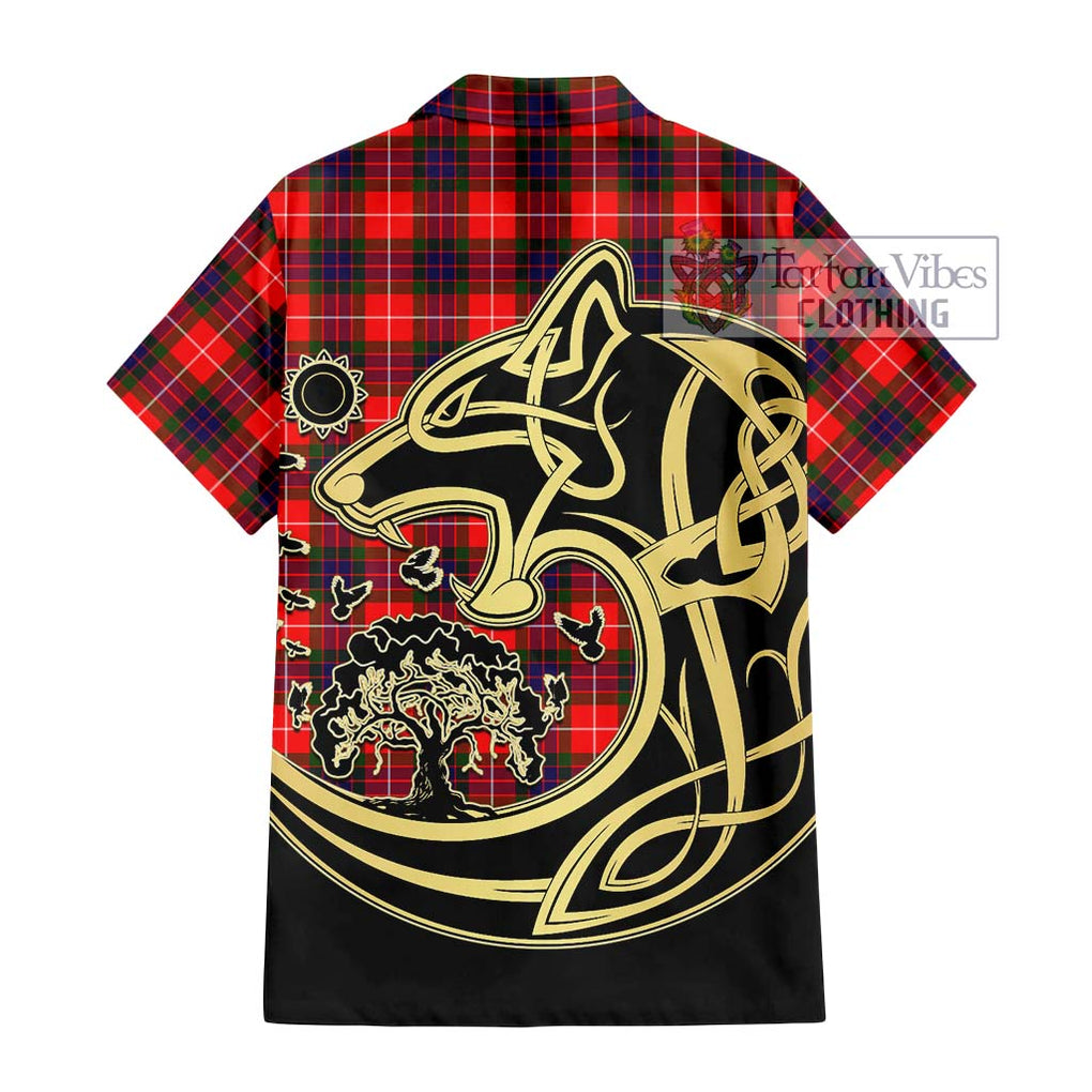 Abernethy Tartan Hawaiian Shirt with Family Crest Celtic Wolf Style - Tartan Vibes Clothing