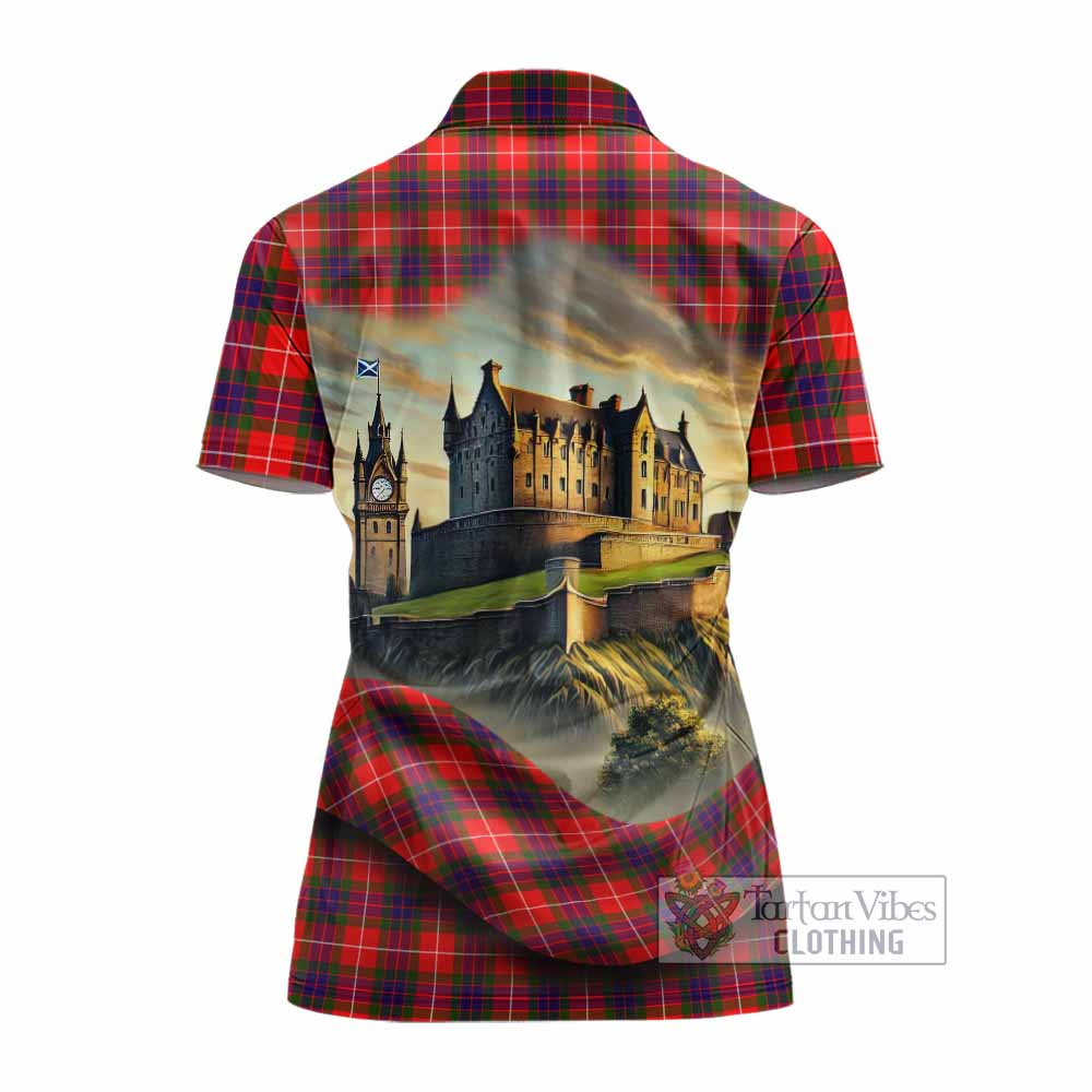 Abernethy Tartan Family Crest Women's Polo Shirt with Scottish Ancient Castle Style - Tartan Vibes Clothing