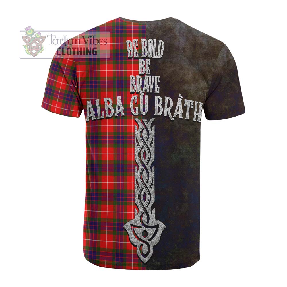 Tartan Vibes Clothing Abernethy Tartan Family Crest Cotton T-shirt Alba Gu Brath Be Brave Lion Ancient Style