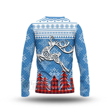 Tartan Vibes Clothing Abernethy Clan Christmas Long Sleeve T-Shirt Celtic Reindeer Style