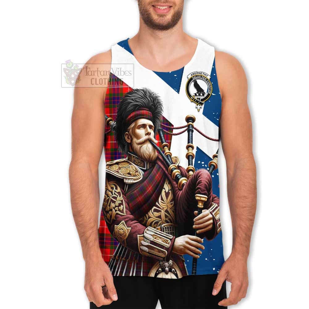 Abernethy Tartan Men's Tank Top with Family Crest Scottish Bagpiper Vibes - Tartan Vibes Clothing