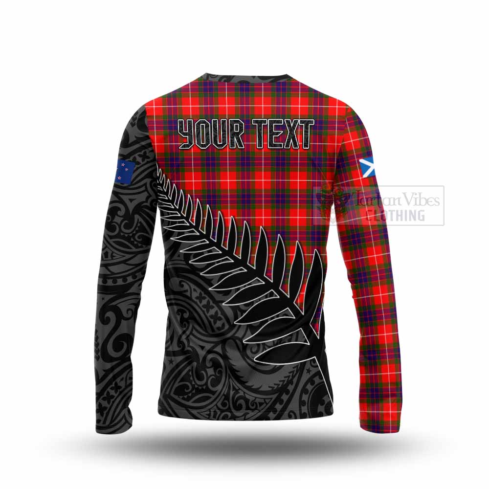 Tartan Vibes Clothing Abernethy Crest Tartan Long Sleeve T-Shirt with New Zealand Silver Fern Half Style