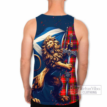 Abernethy Tartan Family Crest Men's Tank Top with Scottish Majestic Lion - Tartan Vibes Clothing