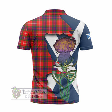 Tartan Vibes Clothing Abernethy Tartan Family Crest Zipper Polo Shirt Scottish Thistle Celtic Inspired