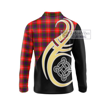 Abernethy Tartan Long Sleeve Polo Shirt with Family Crest and Celtic Symbol Style - Tartan Vibes Clothing