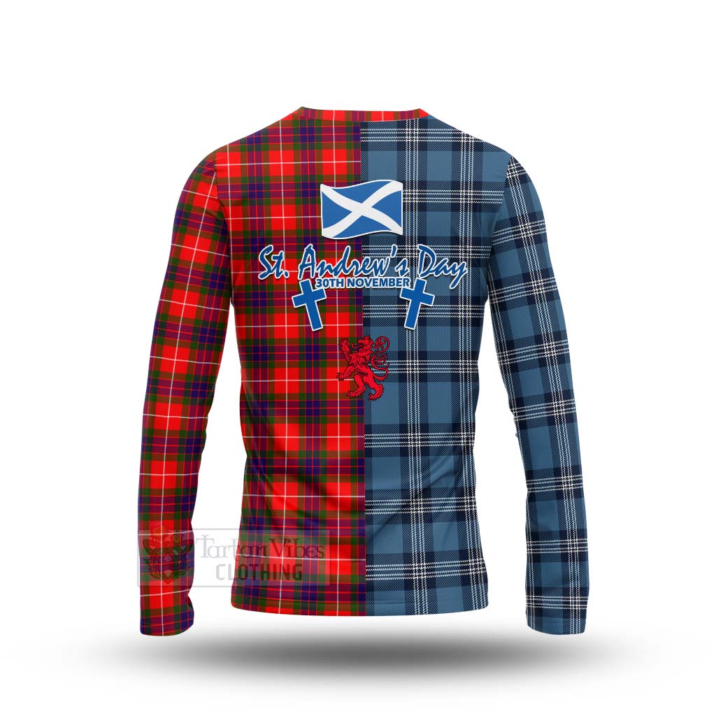Abernethy Tartan Long Sleeve T-Shirt Happy St. Andrew's Day Half Tartan Style - Tartan Vibes Clothing