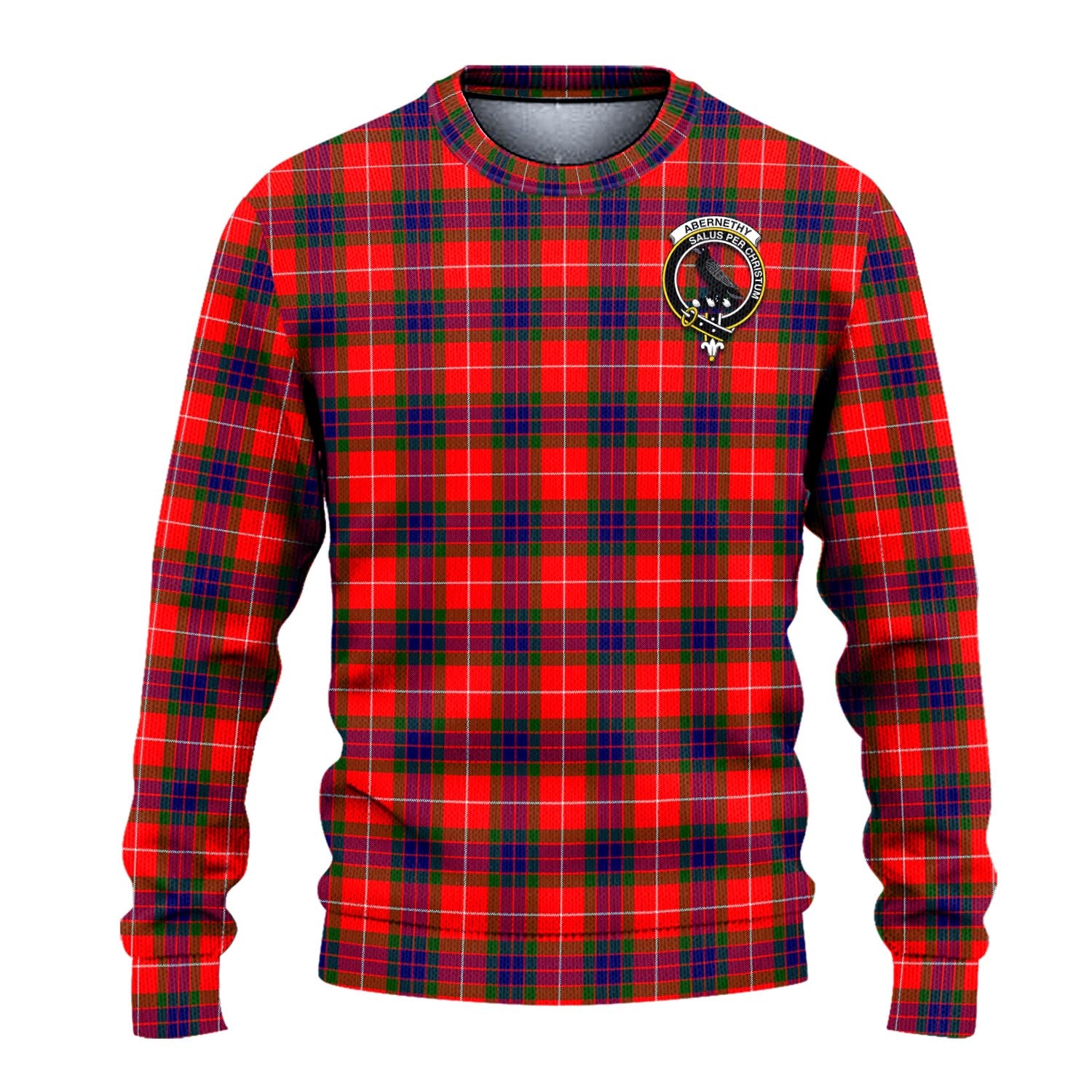 Abernethy Tartan Knitted Sweater with Family Crest - Tartanvibesclothing
