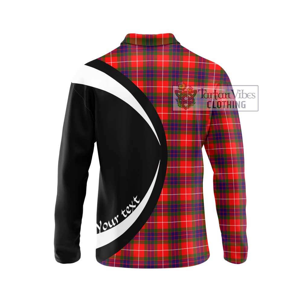 Abernethy Tartan Long Sleeve Polo Shirt with Family Crest Circle Style - Tartan Vibes Clothing