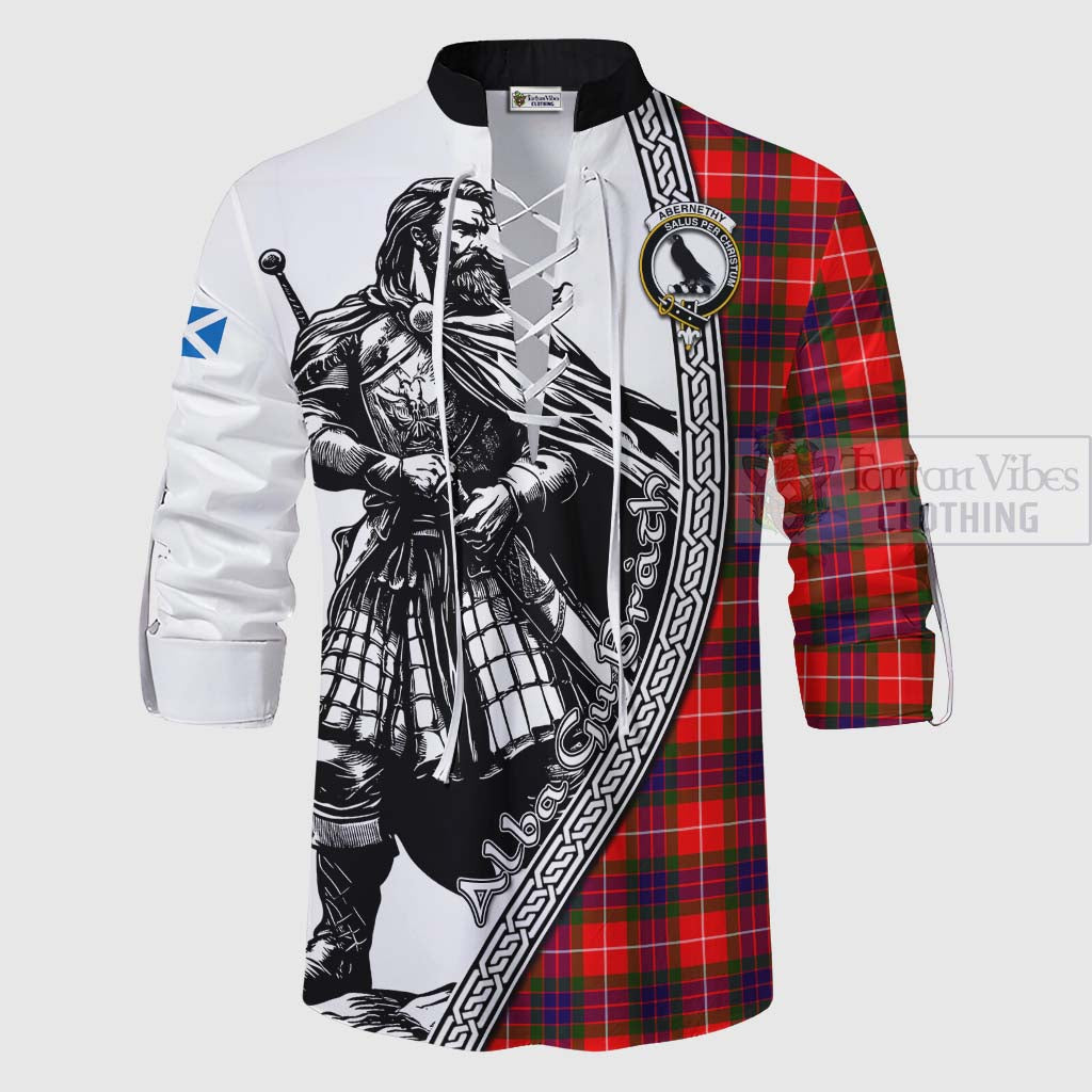 Abernethy Tartan Clan Crest Ghillie Kilt Shirt with Highlander Warrior Celtic Style - Tartan Vibes Clothing