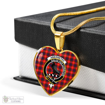 Abernethy Tartan Heart Necklace with Family Crest