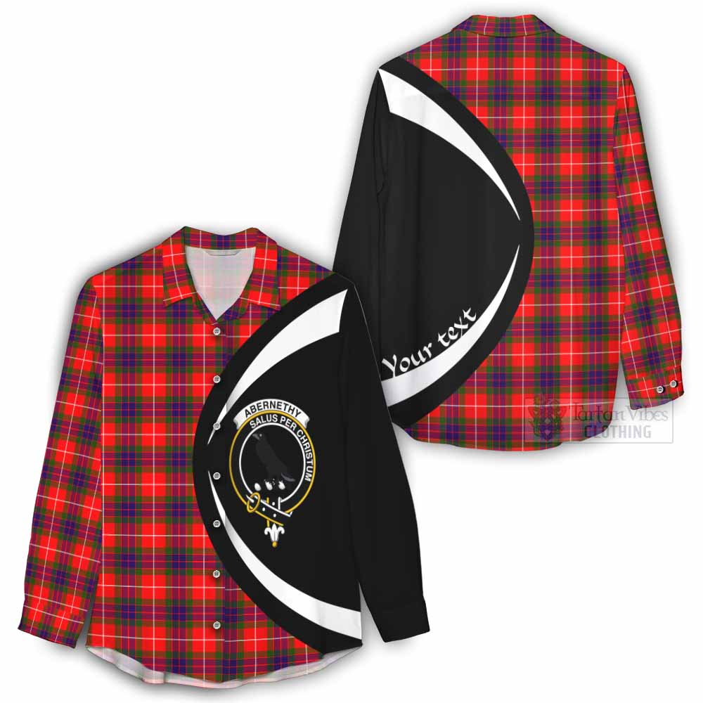 Abernethy Tartan Women's Casual Shirt with Family Crest Circle Style - Tartan Vibes Clothing