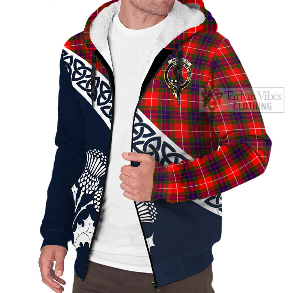 Abernethy Tartan Sherpa Hoodie Featuring Thistle and Scotland Map - Tartan Vibes Clothing