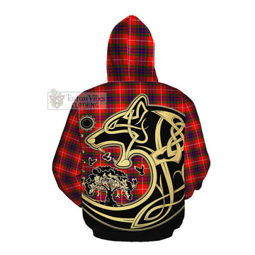 Abernethy Tartan Cotton Hoodie with Family Crest Celtic Wolf Style Pullover Hoodie - Tartan Vibes Clothing