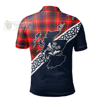 Abernethy Tartan Polo Shirt Featuring Thistle and Scotland Map - Tartanvibesclothing Store
