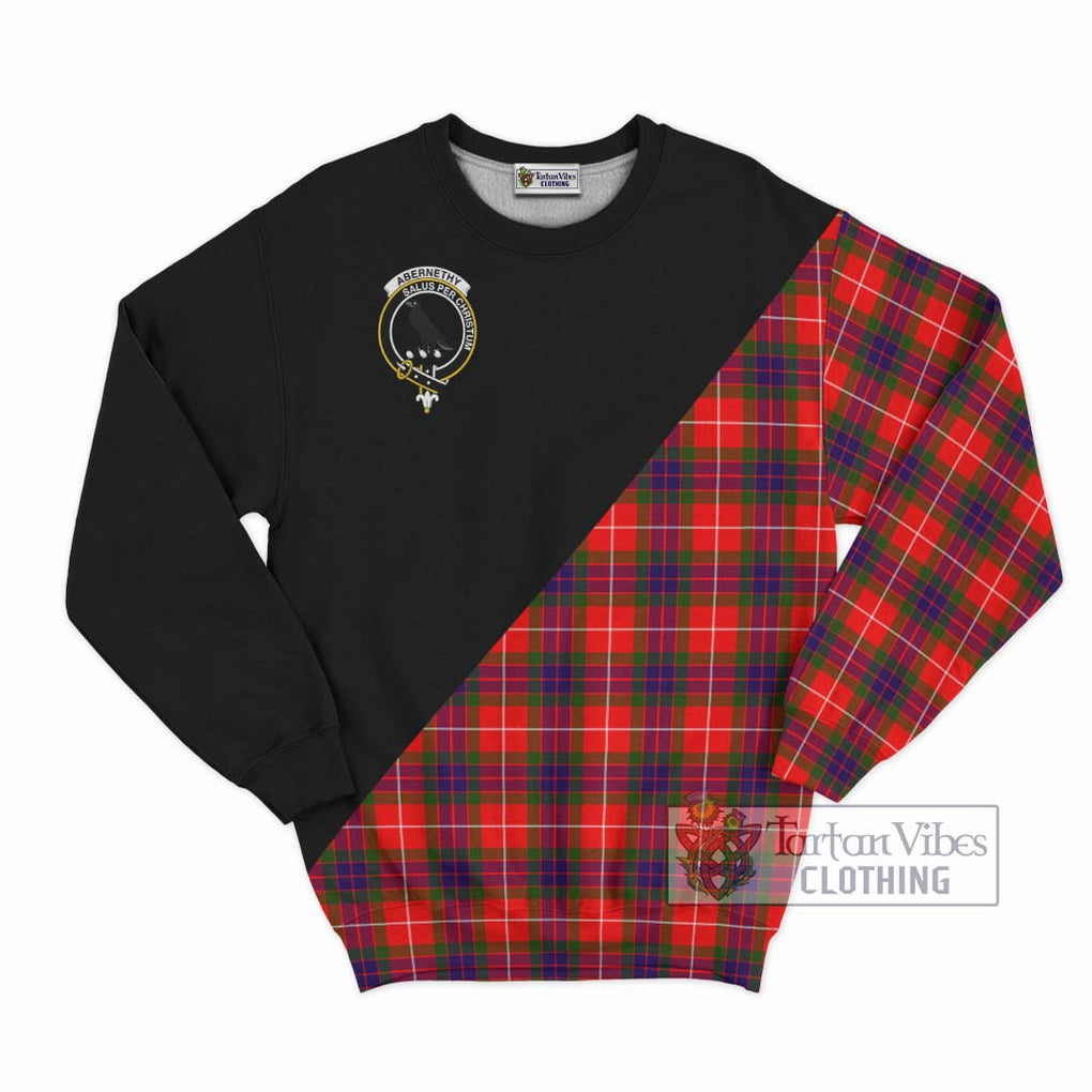 Abernethy Tartan Sweatshirt with Family Crest and Military Logo Style - Tartan Vibes Clothing