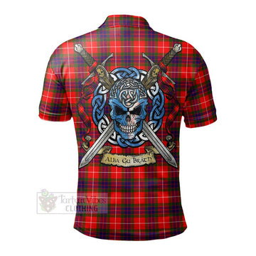 Tartan Vibes Clothing Abernethy Tartan Polo Shirt with Family Crest Celtic Skull Style